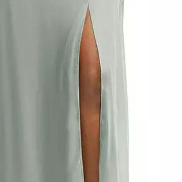 Off-the-Shoulder Basque Neck Maxi Dress Flounce Sleeves in Willow Green NWT 14R - Picture 6 of 7